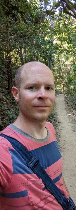 Selfie standing on a path
